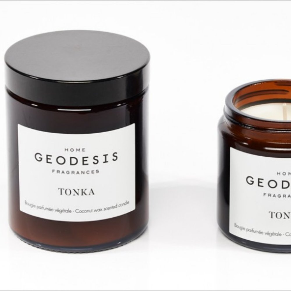Geodesis Tonka Scented Candle 150 gram in Glass Jar with Screw on Lid NEW